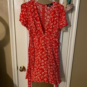Lulu’s Mini Floral Red Dress